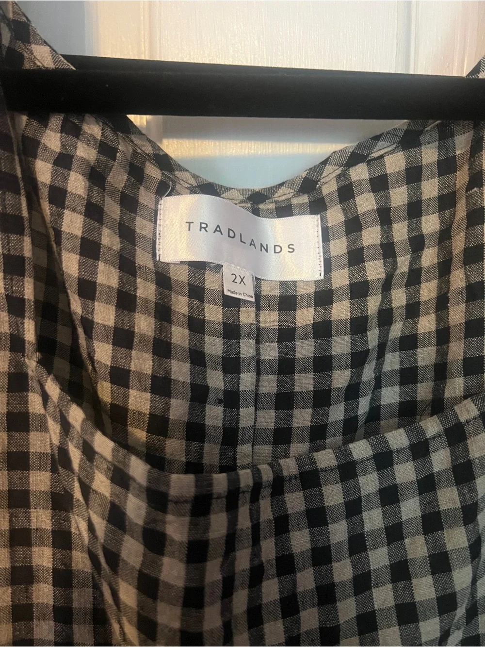 Tradlands Nico oat milk/black gingham dress 2X - Picture 2 of 3